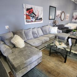 Grey Soft Double Chaise Sectional 