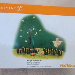 Dept 56 Halloween Spooky Yard Scene- Brand New, Lighted Accessory, Retired/ Rare