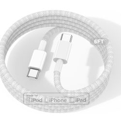 USB C to USB C Cable 6FT , 60W Fast Charging Cord for iPhone/Samsung , 2 Pack, White