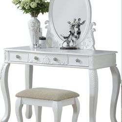 Make-up Table With Mirror and Stool Set