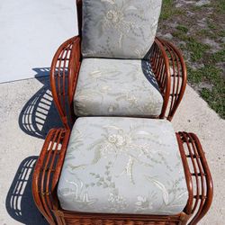 Rattan Captain Chair And Ottoman 