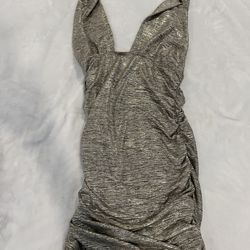 Elegant Gold Halter Dress