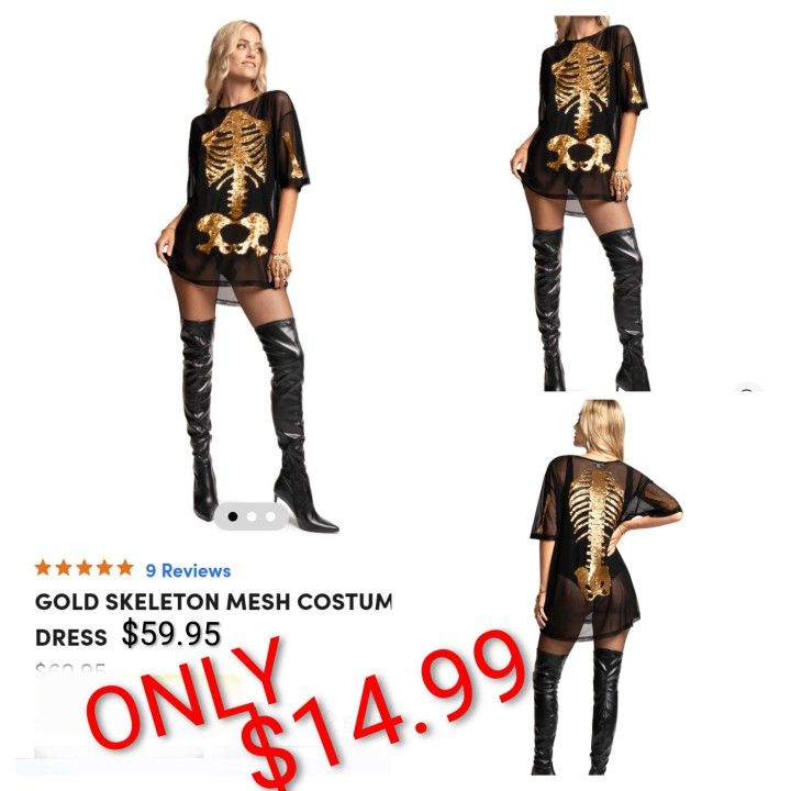 Gold. Mesh skeleton dress only $19.99