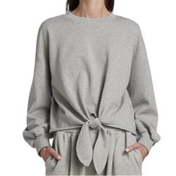 Cinq a Sept Parker Heather gray knotted pullover sweatshirt size S small