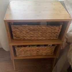 Bamboo Storage Stand w/ Woven Baskets