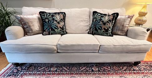 Cream Fabric 3-Seat Sofa & Loveseat Set