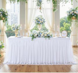 5 white 4x6 table cloth with tutu skirt