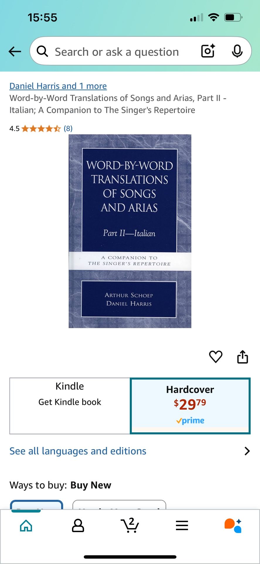 Translations Of Songs And Arias Book 2