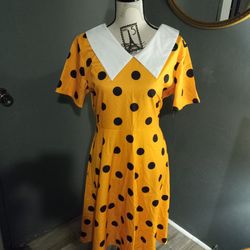Polka Dot Midi Dress Women Casual Elegant Short Sleeve O Neck Party Vintage