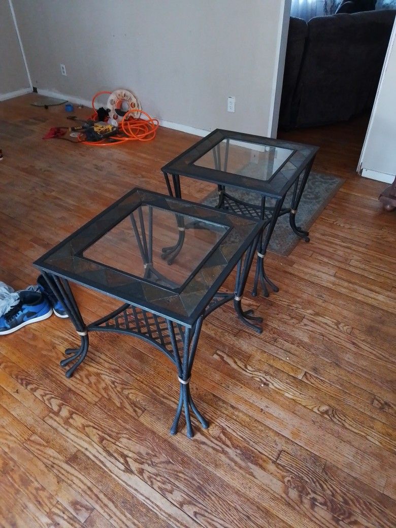 Two Glass End Tables