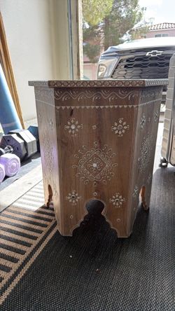 Boho design wooden side table