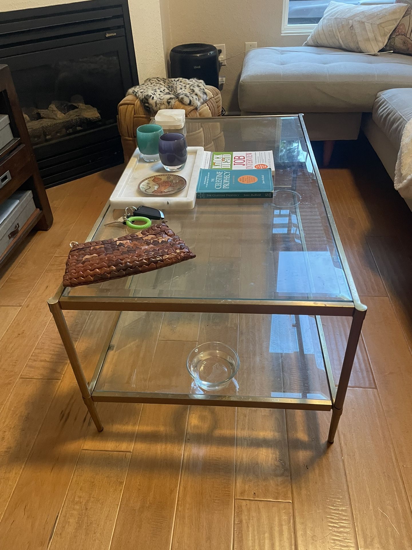 Moving Sale! Glass With Gold Trim, Coffee Table For Sale