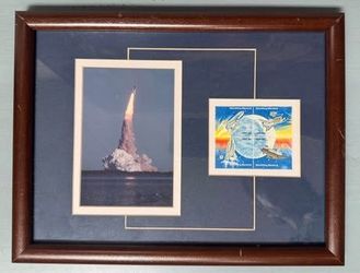 Framed Space Shuttle Columbia (STS-1) Photo and US Postal Service Stamps 14”x10” just $10