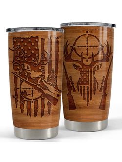 WHOLESALE ONLY Hunting Tumbler Wood Style American Flag 20oz