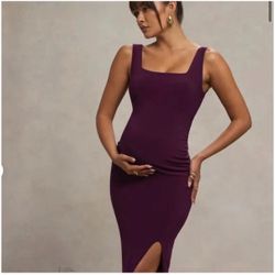 Plum Square Neck Maternity Dress (UK size 8)