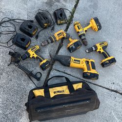Dewalt Set Of Used Drills And Batteries Sawzall