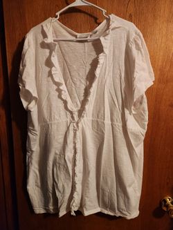 Avenue White Ruffle V-Neck Top