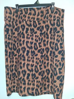 LuLaRoe Leopard Print Midi Cassie Skirt 2XL Plus Size