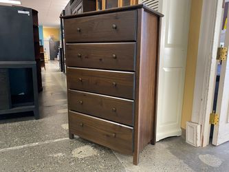 Dark Stained 5-Drawer High-Boy Dresser