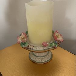 Fitz & Floyd “Garden Rhapsody” Floral Pillar Candle Holder