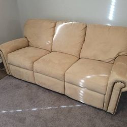 Design Source Microfiber Reclining Sofa - LIKE NEW, EASY BUY - $325 (Anthem)