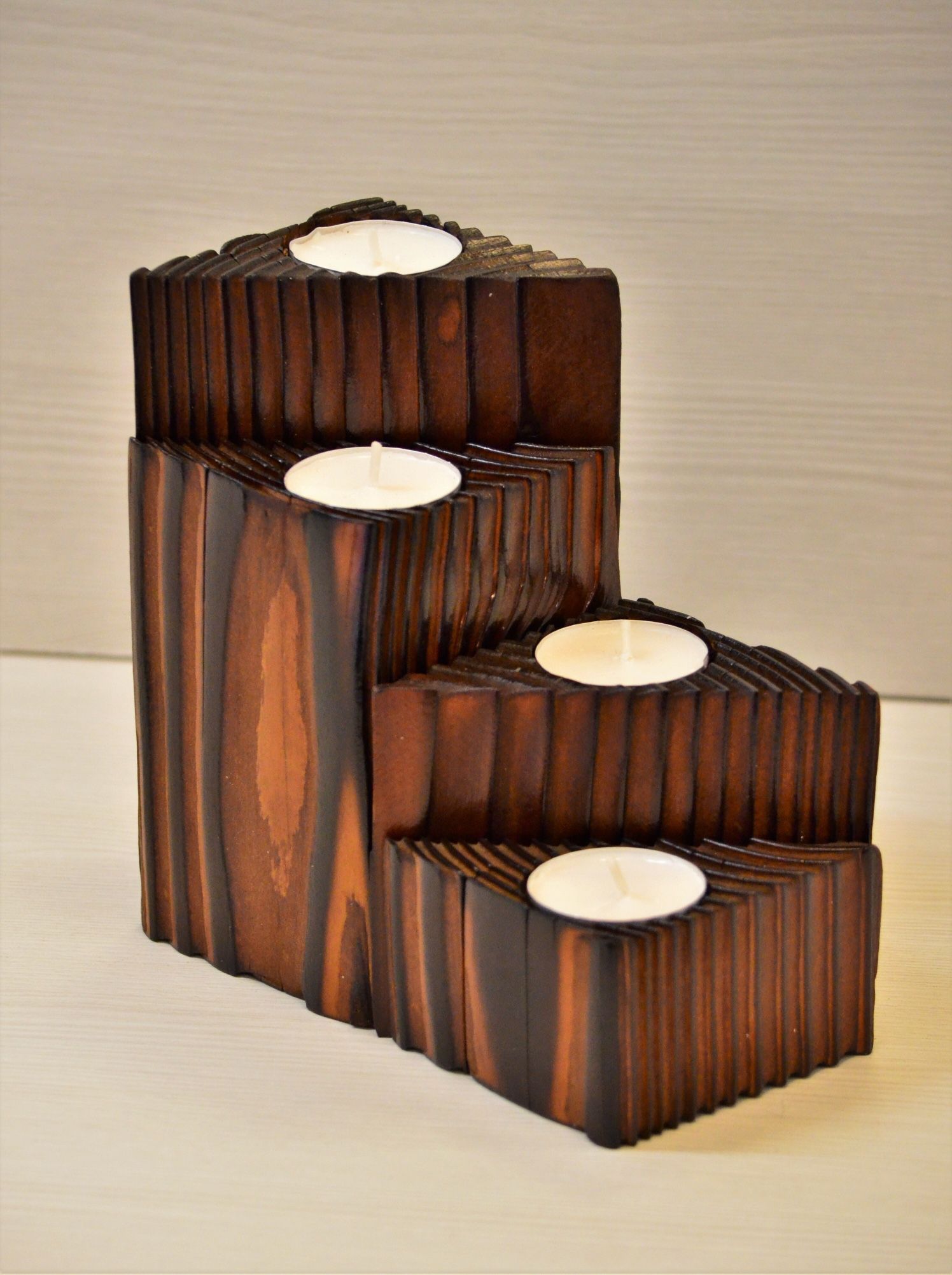 Shou Sugi Ban Candle Holder Set