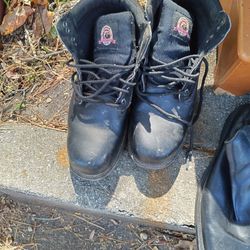 Men's Black Leather Steel Toe Boots 