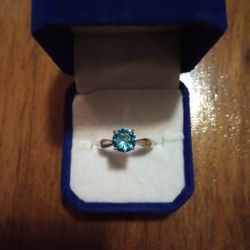 New S.925 Sterling Silver London Blue Topaz Ring Size 9