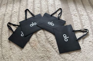 ALO Yoga Black Shopping Bags with White Logo - Different sizes are available