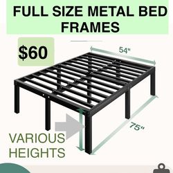 10” or 18” Full Size Bed Fr- Metal Platform Full frame  /Mattress not Included/Heavy Duty /Mattress not Included/Steel Slat Mattress Foundation (No Bo