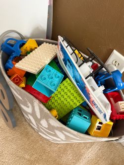 Huge bin of Duplo blocks