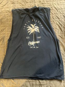 Santa Barbara no sleeve blue shirt