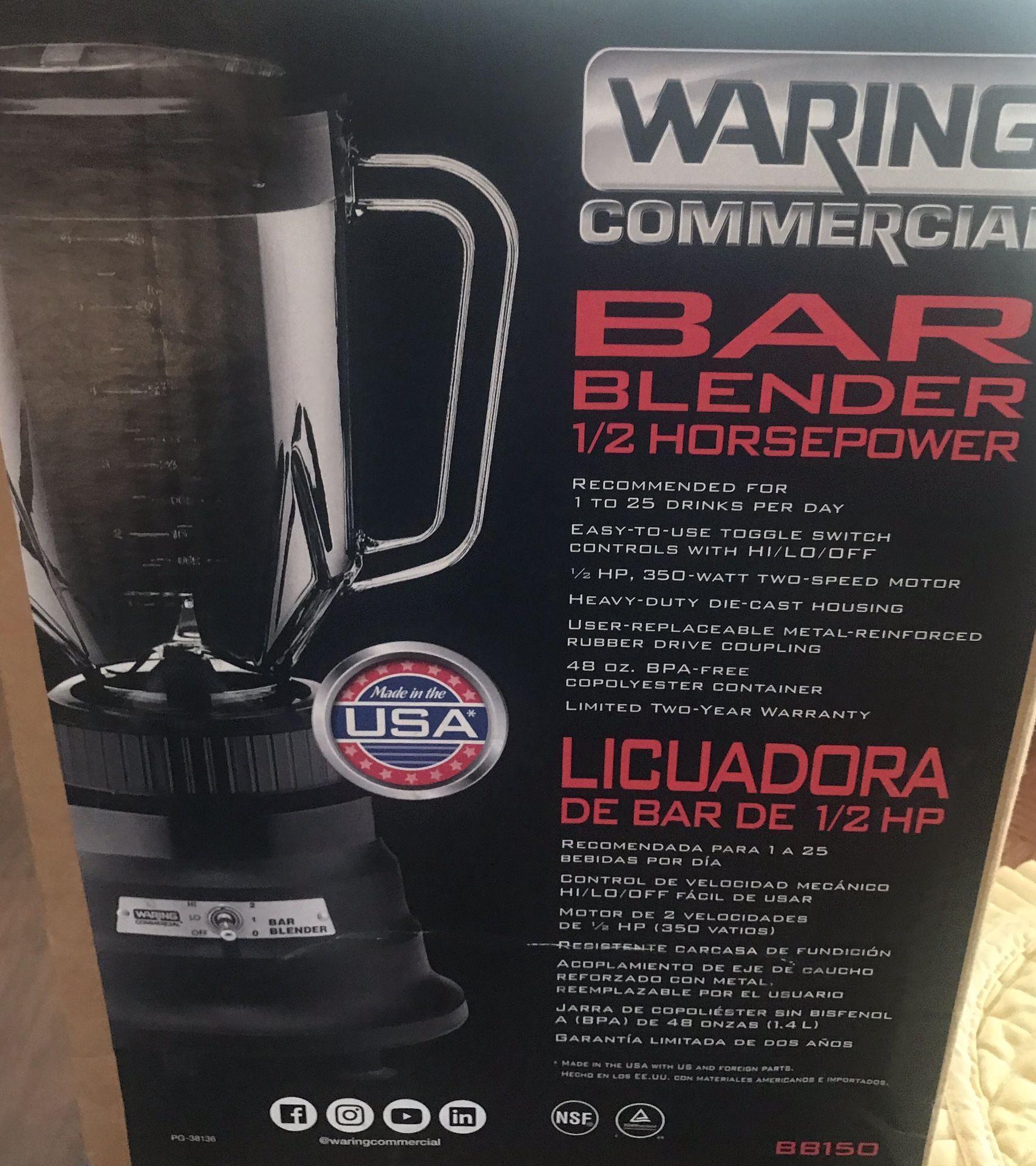 Brand New Waring Commercial Bar Blender