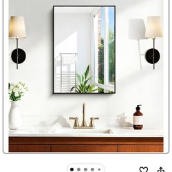 **24 X 18 Inch Black Rectangle Mirror