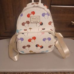 Disney Parks Loungefly Minnie Mouse Ears White Mini Backpack
