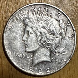 Peace Dollar Silver 1922 ,Extremely Fine