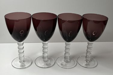Vintage Hand Blown Artland China Purple Amethyst 8 Oz Wine Glasses Bubble  Stem Set Of 4 for Sale in Loves Park, IL - OfferUp