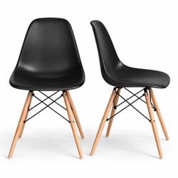 Modern Mid-Century Black Dining Chairs – Set of 2