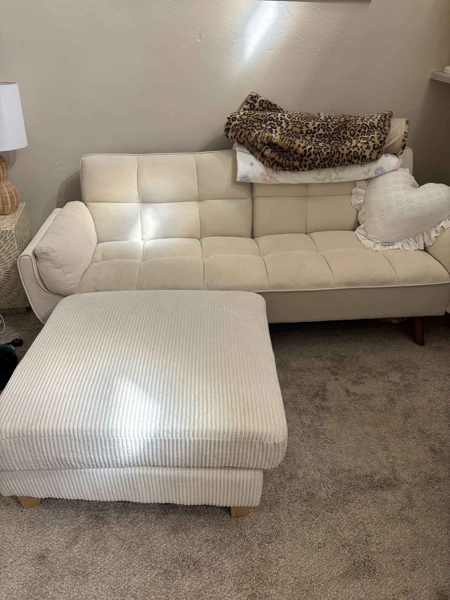 White Futon And Ottoman
