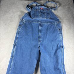 Dickies Denim Bib Overalls Carpenter Men’s Size 42x32 Blue Big Tall Farmer #2744