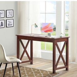 MINOSYS Writing Desk – 43.3” Computer Desk for Home Office, Sturdy Wooden Grain Work Desk with X Frame, Console Table for Living Room, Entryway, Study