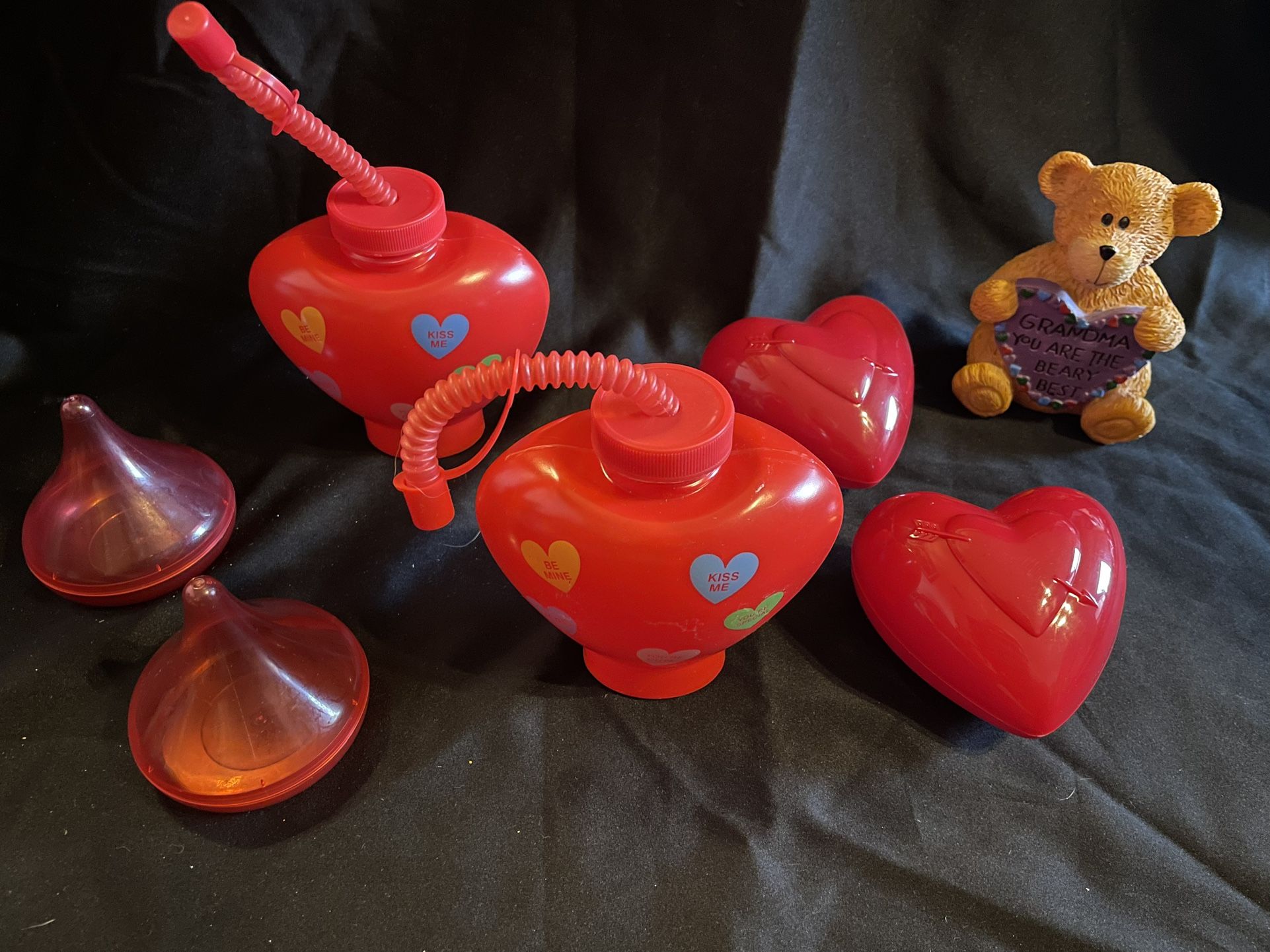 Valentines Day Candy Holders and Cups- set of two each with Grandma Teddy Bear- LOTC