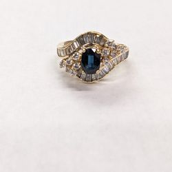 14k Diamond And Sapphire Ring