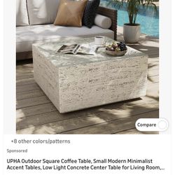UPHA Outdoor Square Coffee Table, Small Modern Minimalist Accent Tables, Low Light Concrete Center Table for Living Room,...