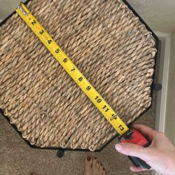 Black Metal Accent Table with Woven Top Set Of 2