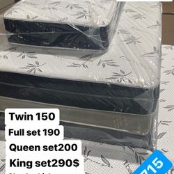 Huge sale for Mattress And Box Twin size #mattress and box 150.$ full 190$ Queen 200$ king 290$. free delivery free set up 708….289…7715… cash or Zell