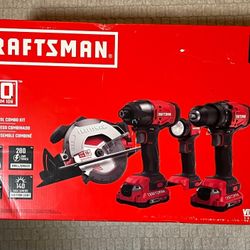 Craftsman 20V MAX Power Tool Combo Kit , 4 Tool Cordless Power Tool Set 
