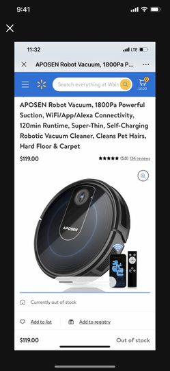 APOSEN Robot Vacuum, Wi-Fi Connectivity, 1800Pa Powerful Suction, Self-Charging Robotic Vacuum Cleaner, Multiple Cleaning Modes, Best for Pet Hairs, H