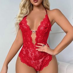 Sexy Lace Bodysuit Deep V One Piece Lace Babydoll