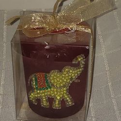 Fashioncraft 2012 Elephant Imprint Red Votive Candle
